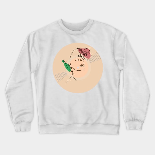 Vinyl - Rose woman minimalist line art Crewneck Sweatshirt by SwasRasaily